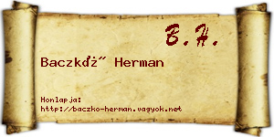Baczkó Herman névjegykártya